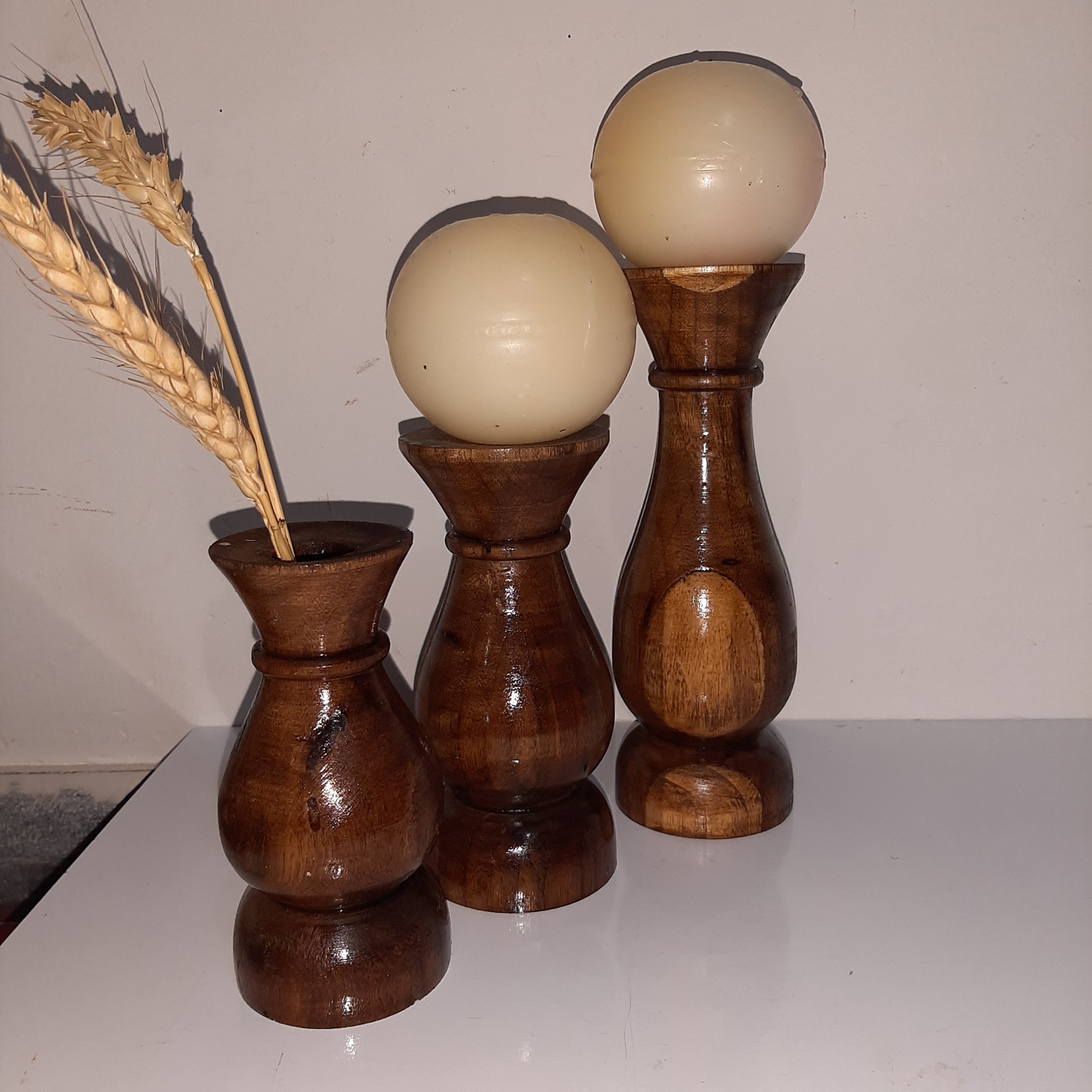 ست جاشمعی چوبی خراطی شده 0076