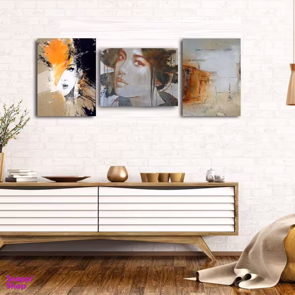 تابلو شاسی بکلیت طرح نقاشی چهره مدل SH-161 مجموعه 3 عددی