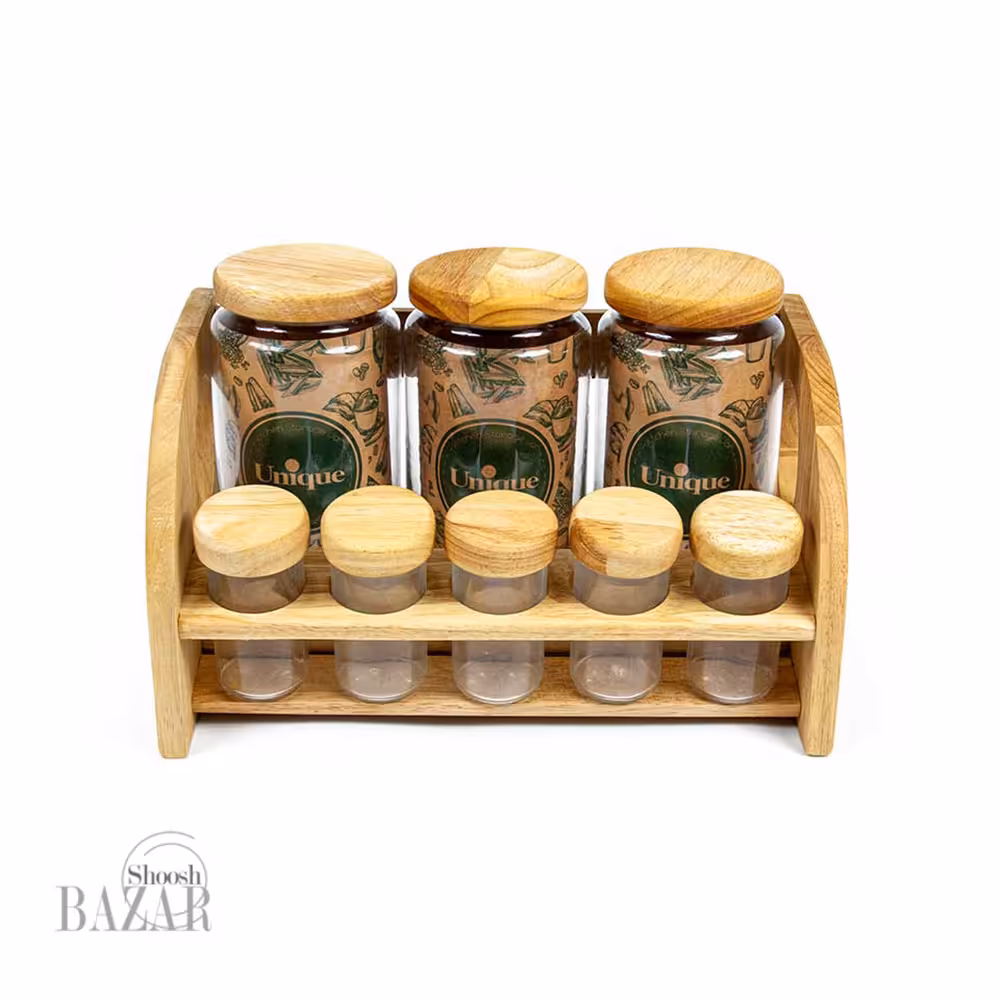 ست پاسماوری وجای ادویه چوبی یونیک کد 6129