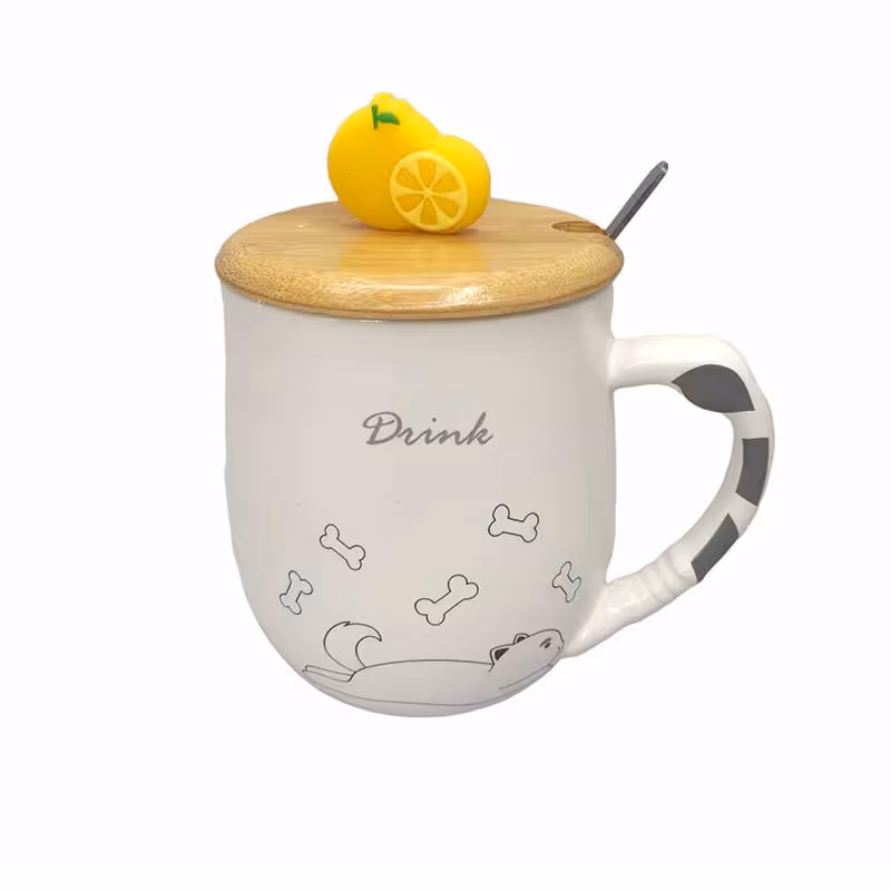 ماگ درب دار سرامیکی فانتزی طرح دار کد293