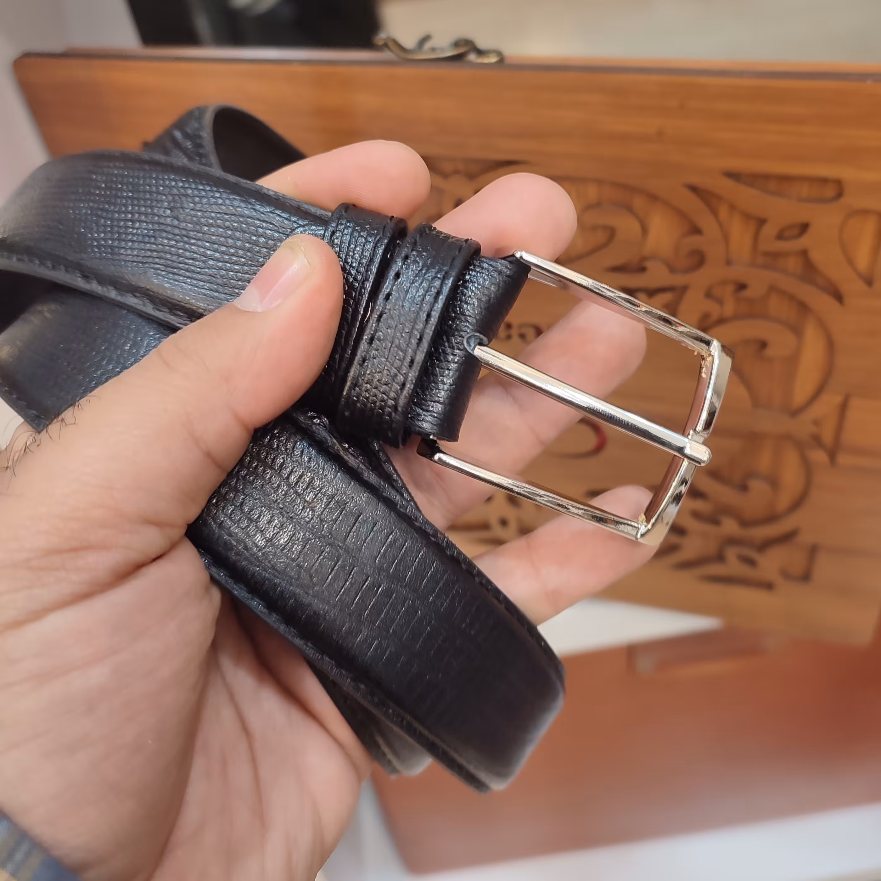 کمربند چرم طبیعی دولایه پشت فوم با سگک رنگ ثابت اعلا