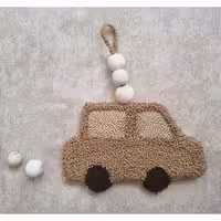 آویز  کودک طرح ماشین دوخته شده با تکنیک نیدل پانچ قابل سفارش در طرح و رنگ و ابعاد دلخواه