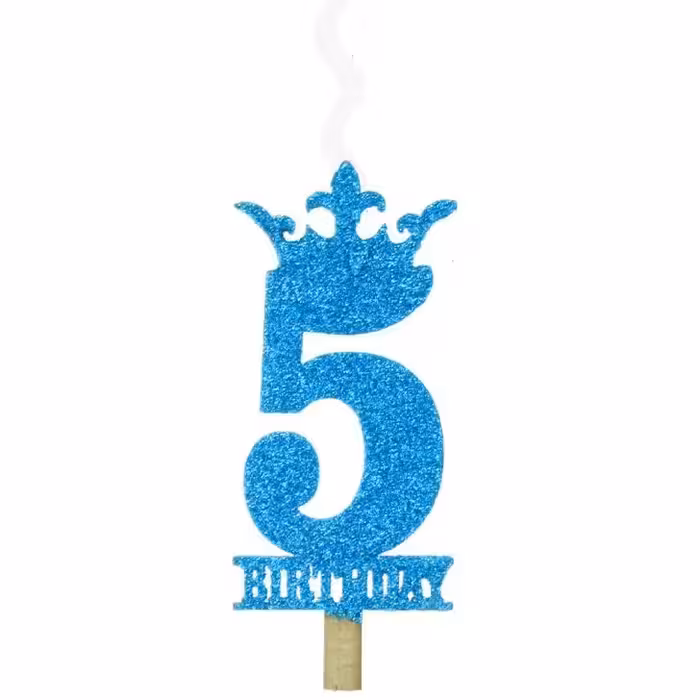 تم تولد شمع عدد  5  اکلیلی با فیتیله پلکسی گلاس هپی نی نی کالا