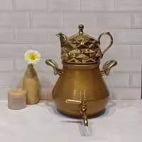 کتری قوری کد 3004 طلایی اکلیلی اف ار روگازی کف چدن دسته نسوز قوری چینی برند شکس 