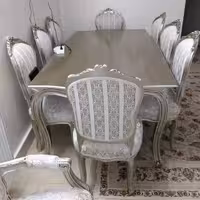 ست مبل 9نفره وجلومبلیا وناهارخوری 4نفره استیل