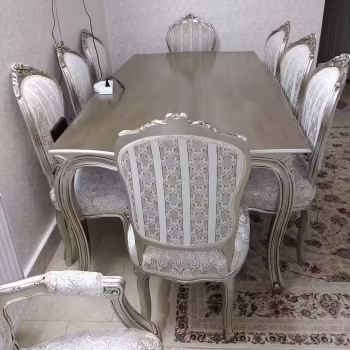 ست مبل 9نفره وجلومبلیا وناهارخوری 4نفره استیل