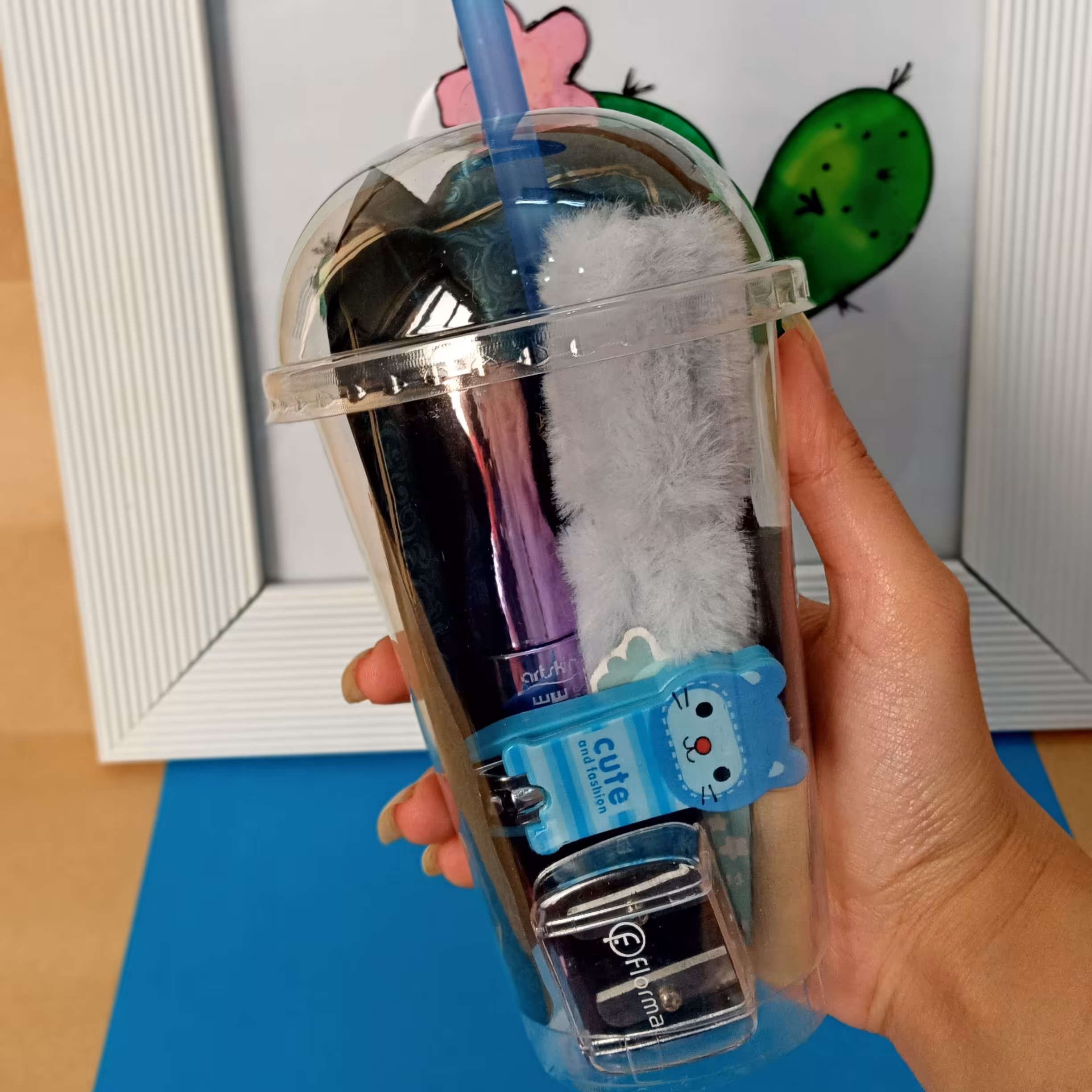 باکس ایس پک ارایشی هدیه ولنتاین و تولد رنگ ابی 