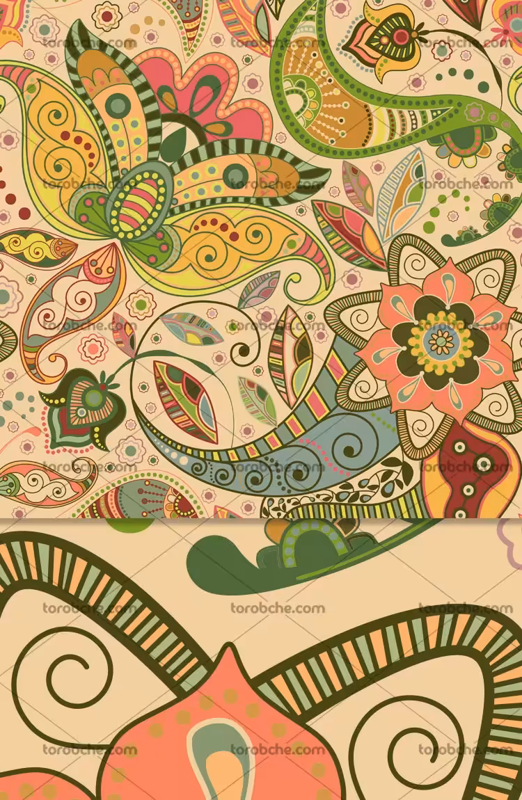 پترن بدون درز گل و بوته | گرافیک با طعم تربچه