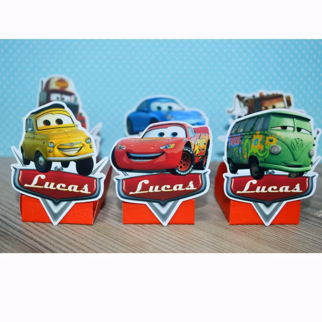 پک 8 عددی جعبه کاپ کیک دستسازه تم تولد مک کوئین