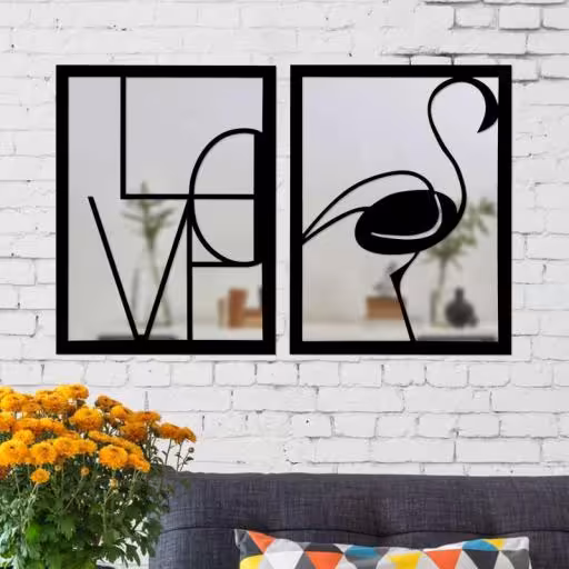 تابلو آینه الف طرح MINGOLOVE کد M-1 مجموعه 2 عددی