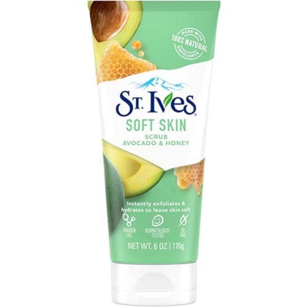 اسکراب صورت عسل و اواکادو سینت ایوز Soft Skin حجم 170 گرم روشن کننده پوست
