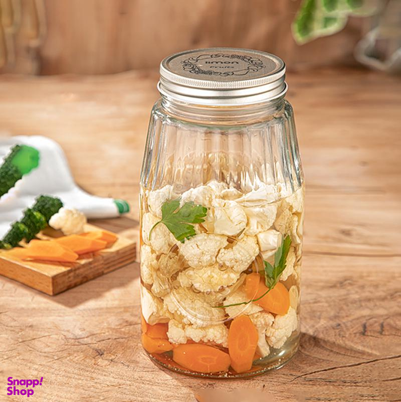 بانکه شیشه ای لیمون (Limon) مدل درب استیل کد 2038