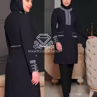مانتو شلوار اداری مشکی کرپ پارسیس سایز بزرگ