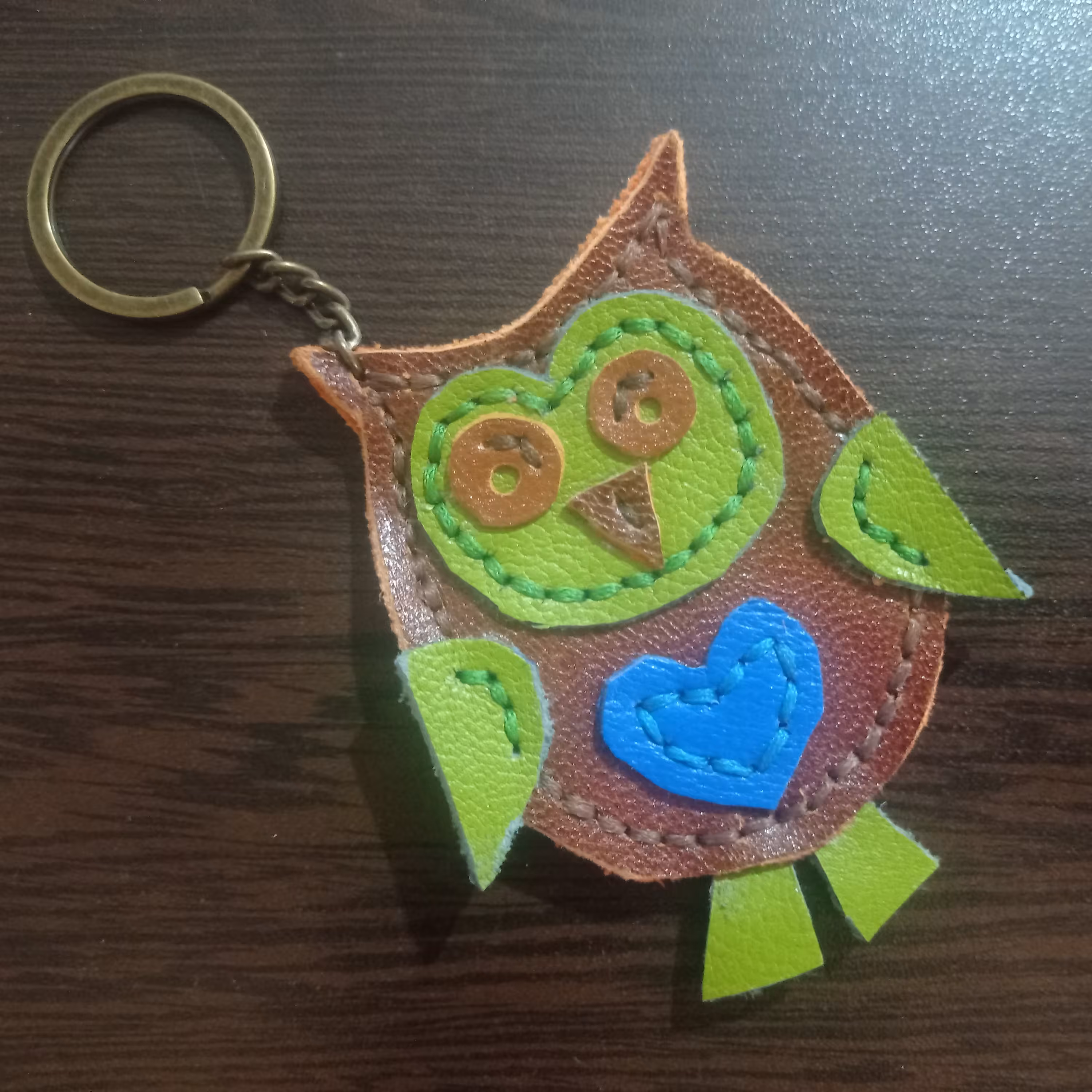 جاکلیدی فانتزی جغد چرم دست دوز (چرم طبیعی)