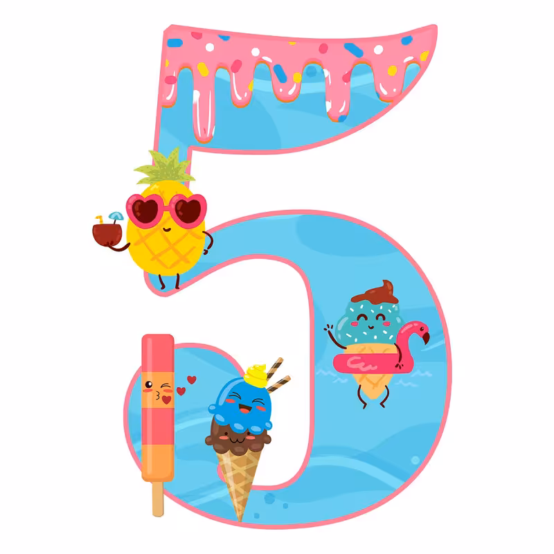 استند رومیزی تولد مدل عدد 5 طرح بستنی کد 1088