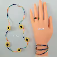 ست گردنبندودستبند و انگشتر طرح آفتابگردان کد22