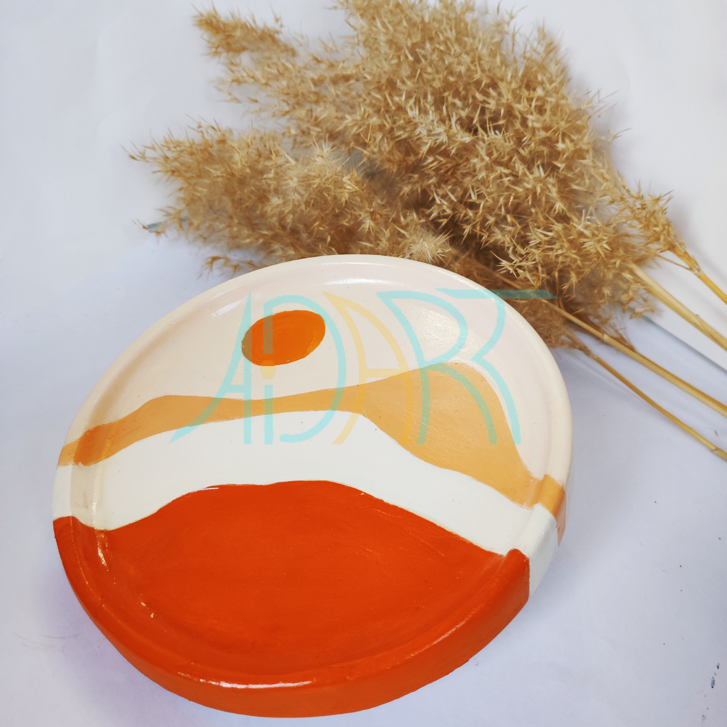 ظرف پذیرایی  زیر لیوانی مدل Orange Mountain گرد سنگی بتنی 
