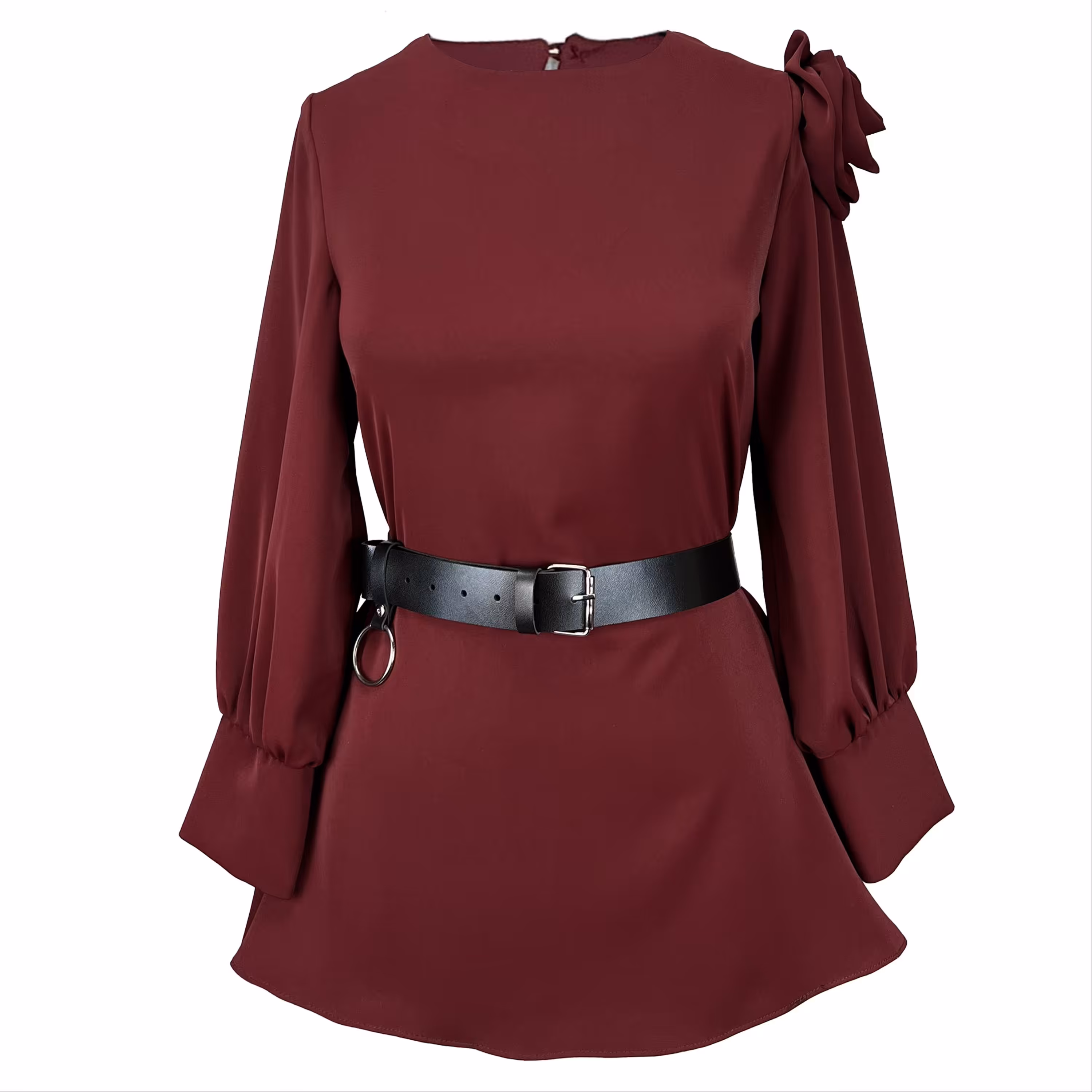 پیراهن مجلسی زنانه تک گل زرشکی الیزه سایز 40 تا 46