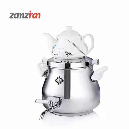 سماور گازی عالی نسب مدل قوری دار برنجی لادن 5 لیتر