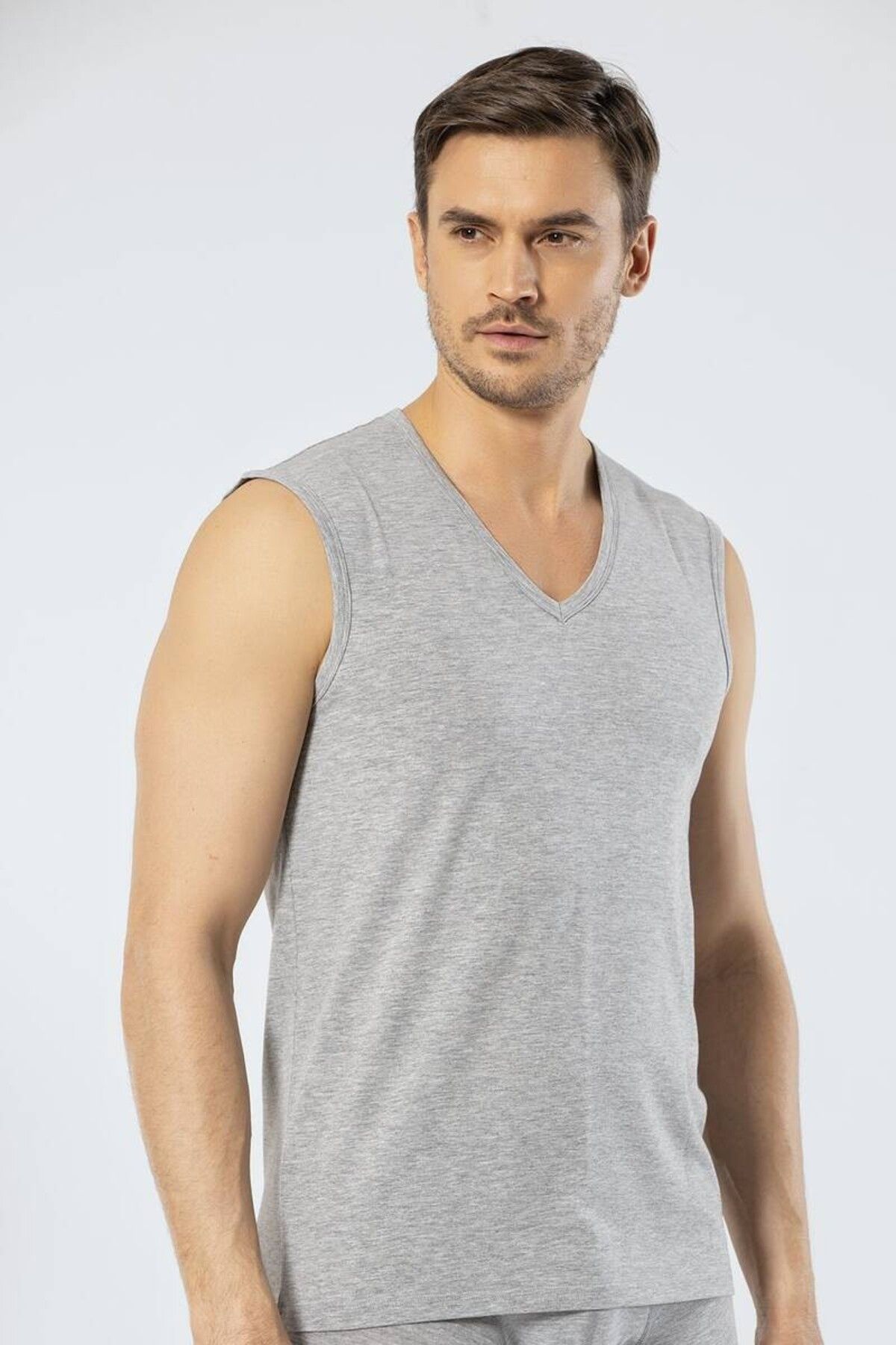 زیرپوش خاکستری مردانه 1304 ورزشکار ورزشی V NECK Cacharel