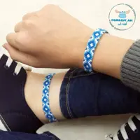 ست دستبند و پابند طرح یخمک ( آبی و سفید ) محصول کاملا دستساز تیم گوزن آبی با ارسال رایگان