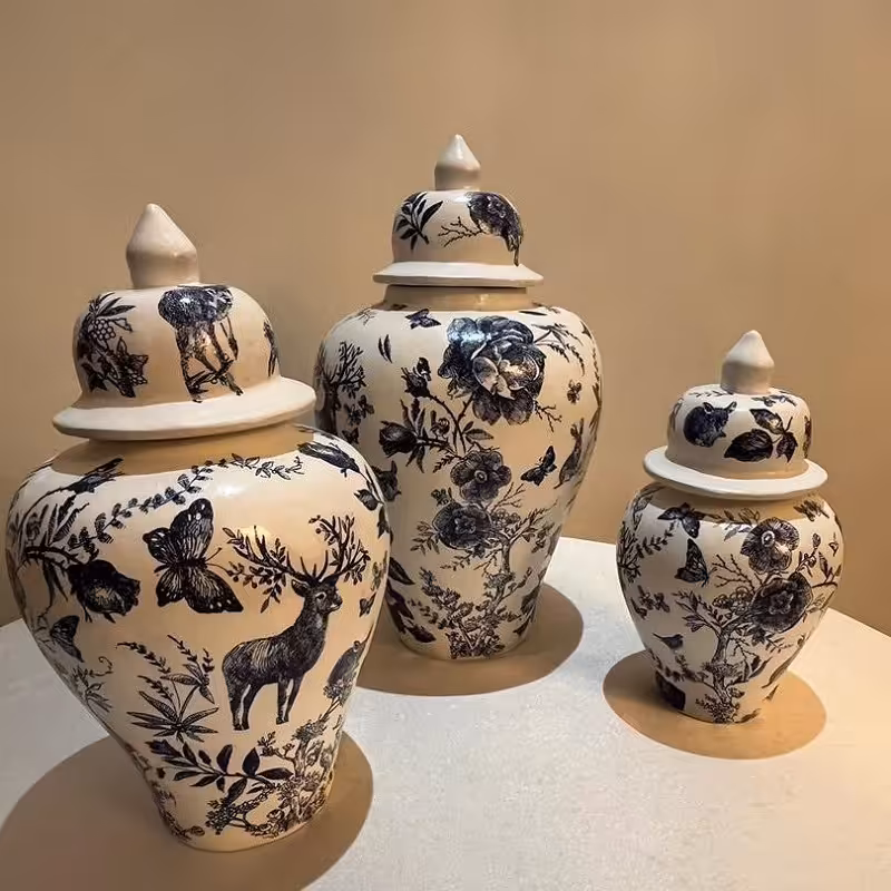 ست جینجر جار-6 تیکه-قابل شستشو-دکور-گلدان قابل استفاده می باشد