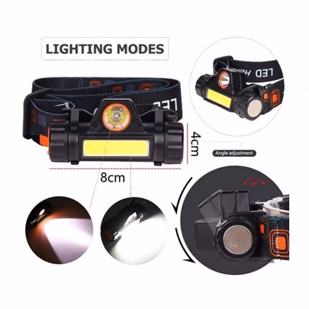 چراغ قوه پیشانی COB  -XPE شارژی