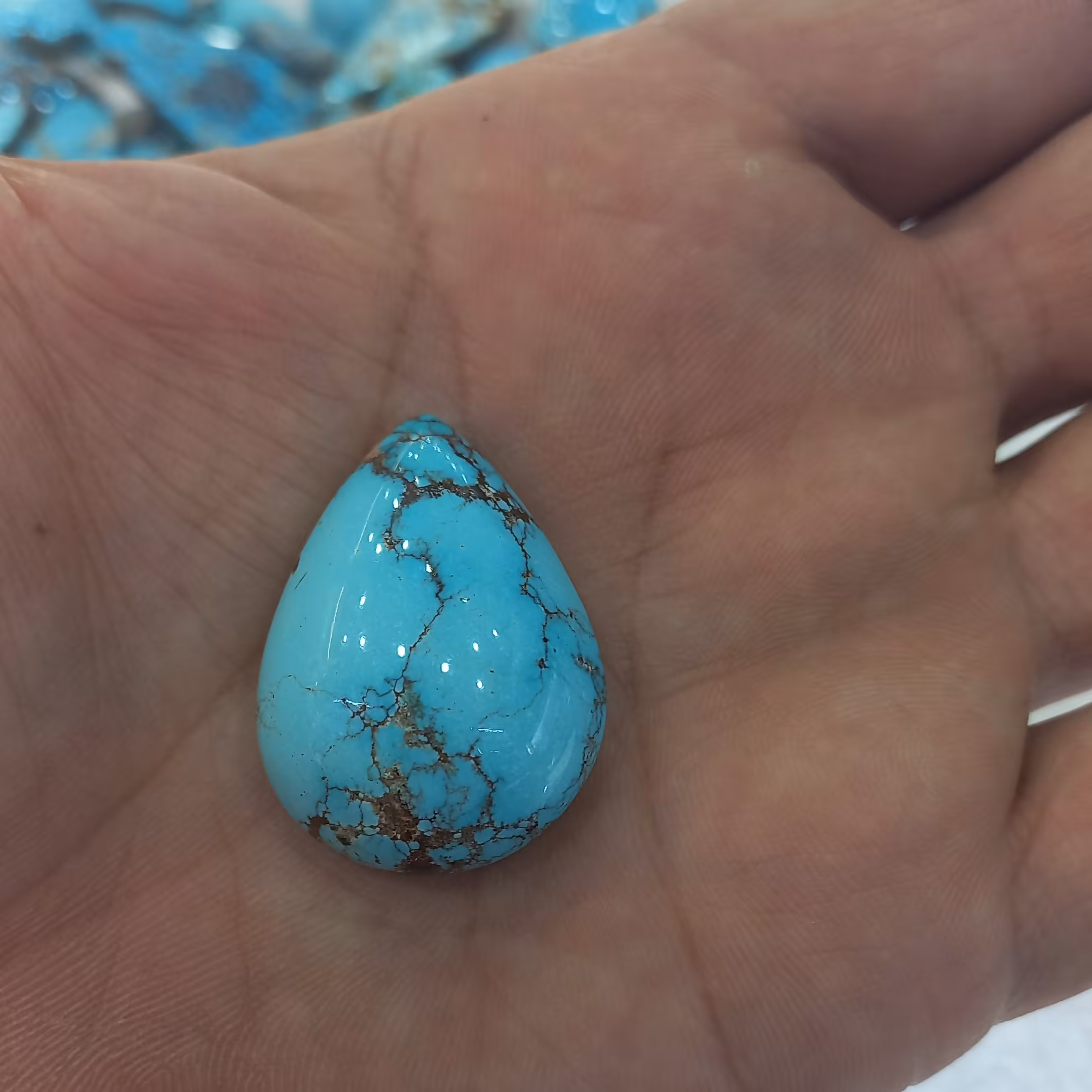 سنگ فیروزه نیشابور ی شجر خوش نقش عجمی گوشت دار مناسب برای پلاک