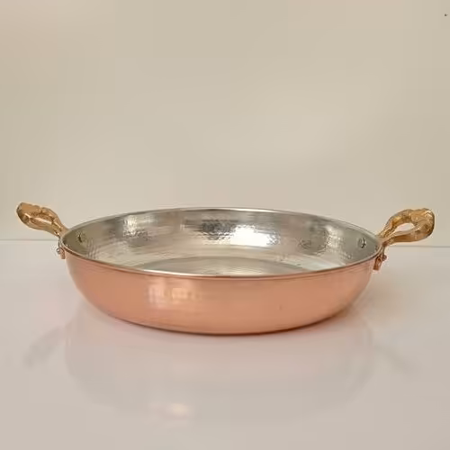 ماهیتابه مسی دسته برنجی سایز متوسط نانو شده