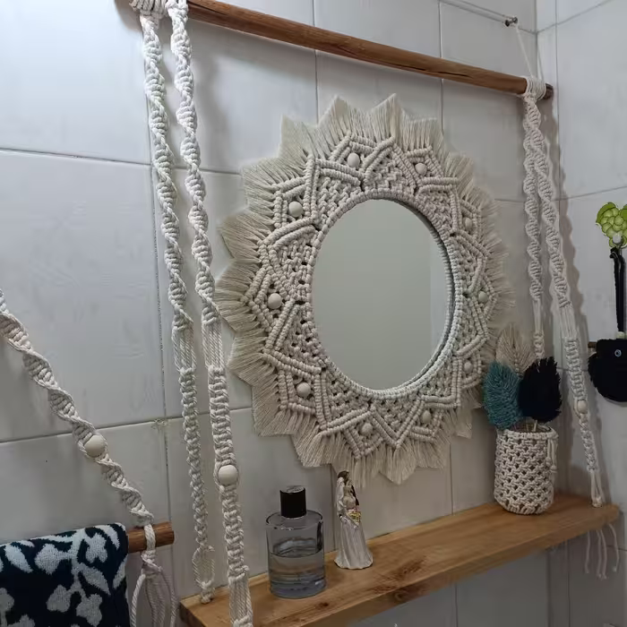 ست شلف و آینه مکرومه 