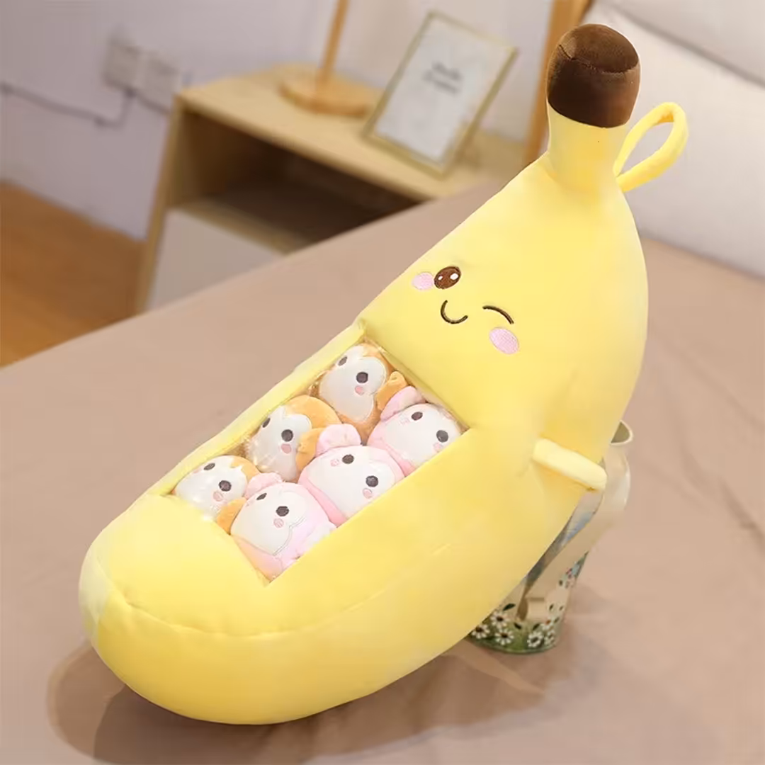 عروسک بالشتی مدل بچه دار موز