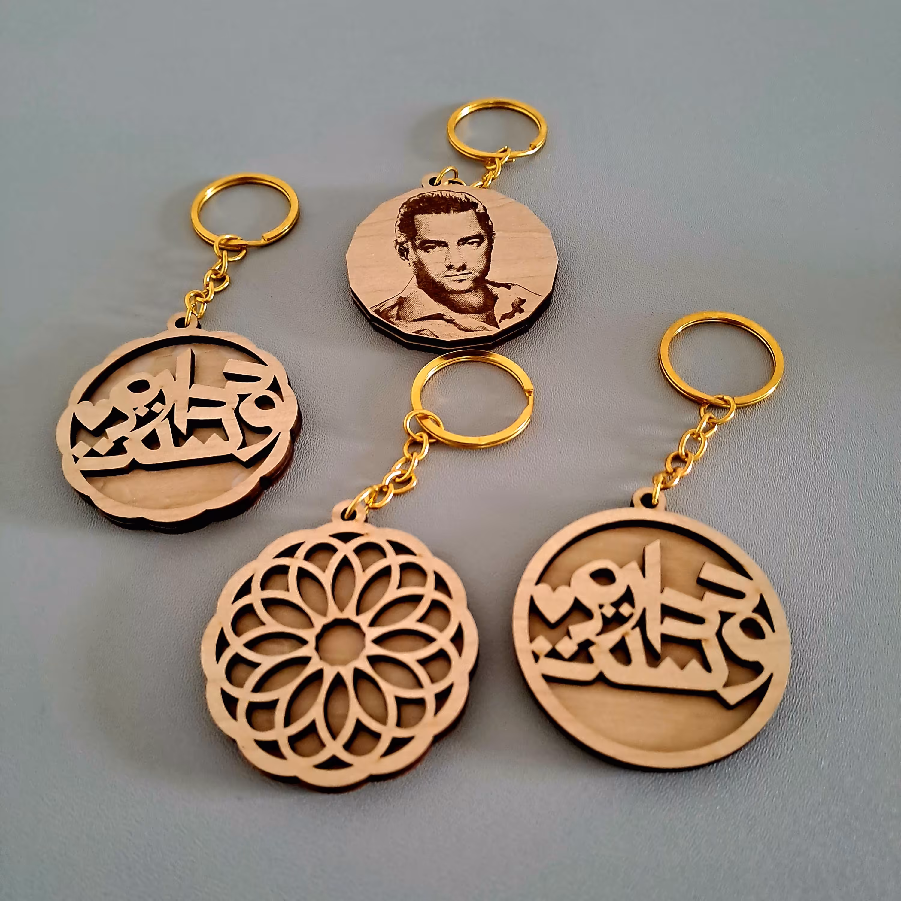 دسته کلید چوبی با حکاکی چهره ،لوگو اسم یا نوشته