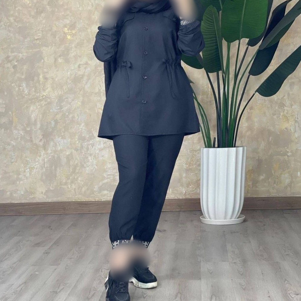 ست مانتو شلوار سلین رنگ مشکی