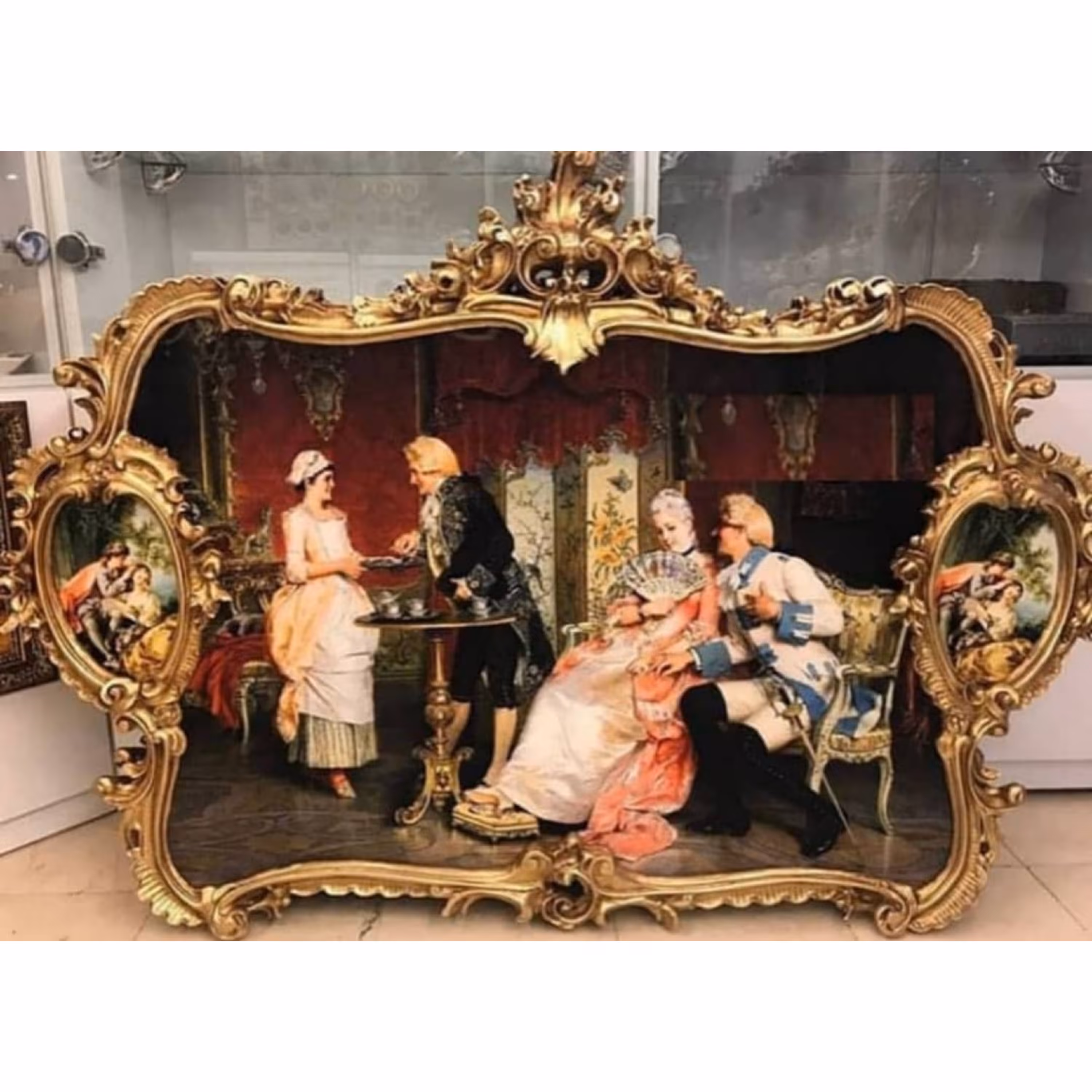 قاب بزرگ عقیق با قابلیت نصب آباژور ترکیب آینه و مخمل 