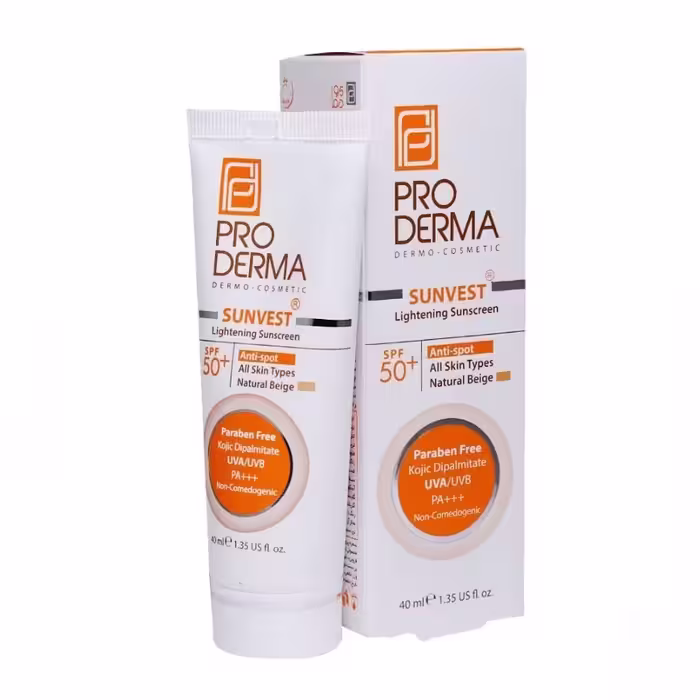 کرم ضدآفتاب ضدلک و روشن کننده spf50 پرودرما بی رنگ