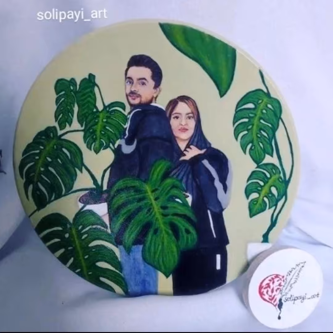 دیوارکوب سفالی نقاشی چهره 
