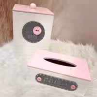 سطل و جا دستمال کاغذی استوریج  سفید صورتی