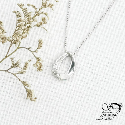 گردنبند نقره نگین اتمی طرح کلاسیک کد 13671