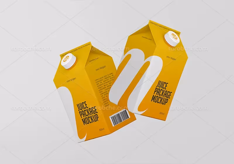 موکاپ لایه باز بطری پلاستیکی آبمیوه | گرافیک با طعم تربچه