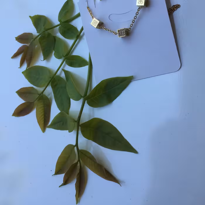 نیم ست استیل رنگ ثابت  نگین دار  طرح مطابق تصویر 