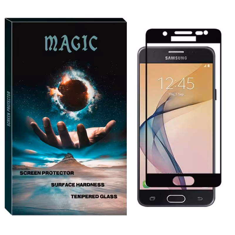 گلس شیشه ای سامسونگ samsung j7 prime خشگیر محافظ صفحه نمایش g611 g610 گلد طلایی و مشکی فول نانو جی هفت پریم G610 G611