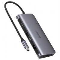 کابل تبدیل USB-C به 3*USB30 HDMI VGA RJ45 Gigabit SD&amp;TF  PD port Converter مدل CM179