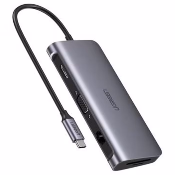 کابل تبدیل USB-C به 3*USB3.0 HDMI VGA RJ45 Gigabit SD&amp;TF  PD port Converter مدل CM179