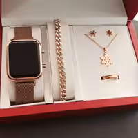 ست کامل ساعت و نیم ست و دستبند و انگشتر دخترانه زنانه  زیبا 