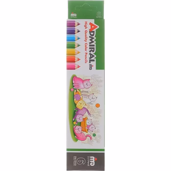 مداد رنگی 6 رنگ ادمیرال