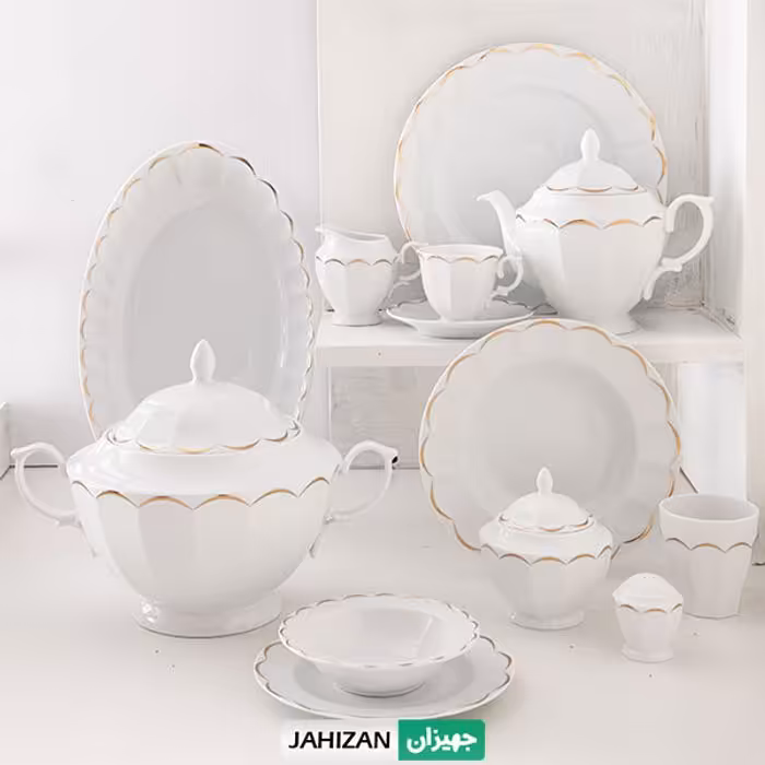 سرویس چینی زرین 103پارچه نارسیس طلایی نئوکلاسیک