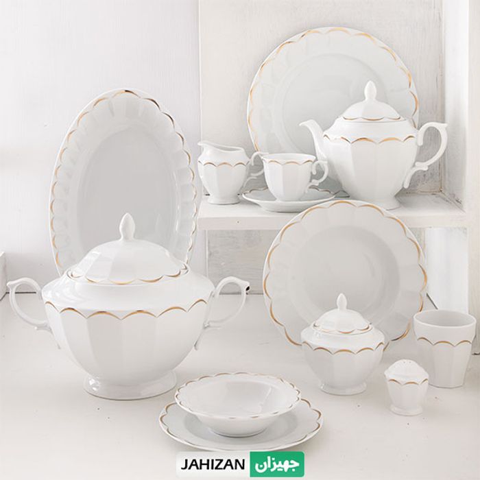 سرویس چینی زرین 103پارچه نارسیس طلایی نئوکلاسیک