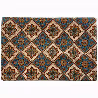 سفره قلمکاری 8 نفره یا رومیزی 6 نفره طرح خشتی آبی