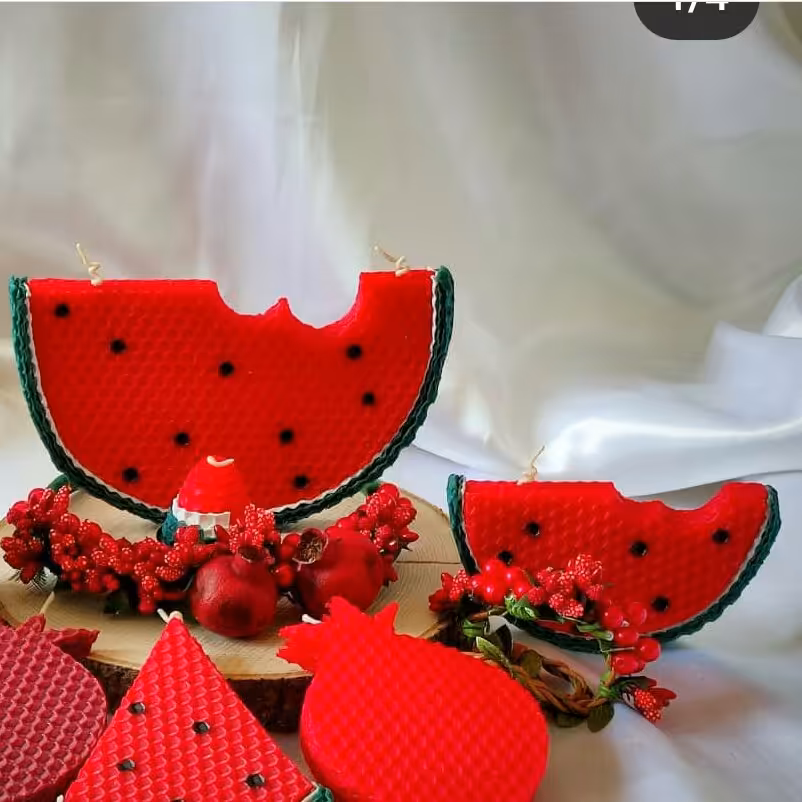 شمع هندوانه یلدایی موم عسلی
