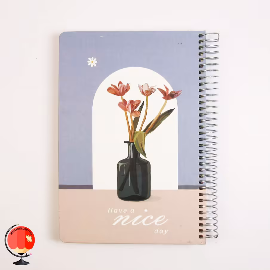 دفتر مشق 100 برگ سیمی طرح گلدان جلد سخت سویل